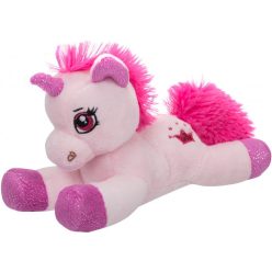 Unikornis fekvő plüssfigura - rózsaszín, 20 cm