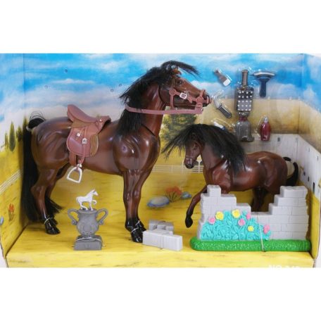 Ló és csikó készlet - 19 cm