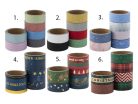 Öntapadós papírszalag, washi-tape, 2,5m, 6 db/csomag, karácsonyi, 6 féle változat