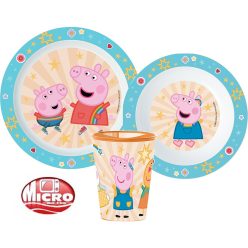   Peppa malac étkészlet, micro műanyag szett, pohárral 260 ml