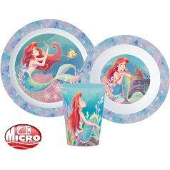   Disney Hercegnők Ariel étkészlet, micro műanyag szett, pohárral 260 ml