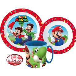   Super Mario étkészlet, micro műanyag szett bögrével 350 ml