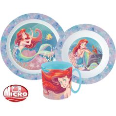   Disney Hercegnők Ariel étkészlet, micro műanyag szett bögrével 350 ml