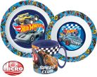 Hot Wheels Blue Fire étkészlet, micro műanyag szett bögrével 350 ml