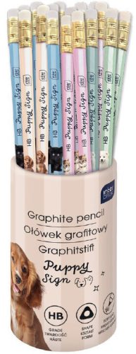Cicás-kutyás grafitceruza radírral, háromszög test, HB, Interdruk, Puppy Sign, 1 db