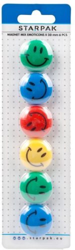 Smiley, emoji mágnes szett, 6 db-os, színes