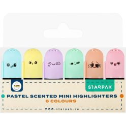   Szövegkiemelő, 6 db-os, mini, illatos, pasztell, hangulatfejekkel
