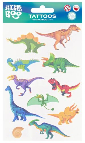 Tetoválás matrica szett, dinoszauruszok 10x17,5cm, Sticker Boo