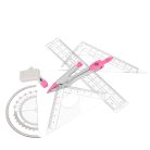 Geometria készlet, körző és vonalzó szett, 7 db-os, műanyag dobozban, Starpak, rózsaszín