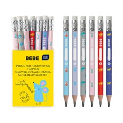   Grafitceruza radírral írástanuláshoz, vastag, háromszög test, HB, Interdruk BEBE