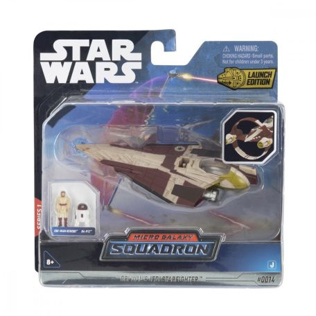 Star Wars - Csillagok háborúja Micro Galaxy Squadron 13 cm-es jármű figurával - Jedi Starfighter Delta 7-B + Obi-Wan Kenobi és R4-P17