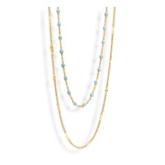 Victoria Arany színű kék gyöngyös nyaklánc