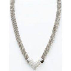 Victoria Ezüst színű fehér köves hálós nyaklánc