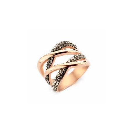 Victoria Rose gold színű fekete köves gyűrű
