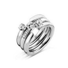 Victoria Ezüst színű fehér köves 3-as gyűrű szett