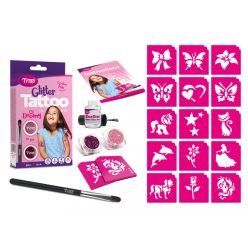   Csillámtetoválás szett, Mini, Kislányos (rózsaszín) Dreamy 15 sablonnal és 2 csillámporral