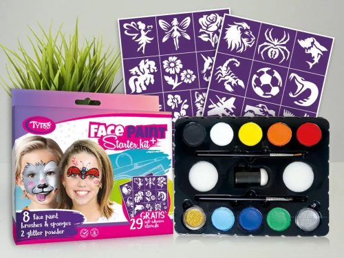 Face Paint Starter Kit, arcfesték szett sablonokkal