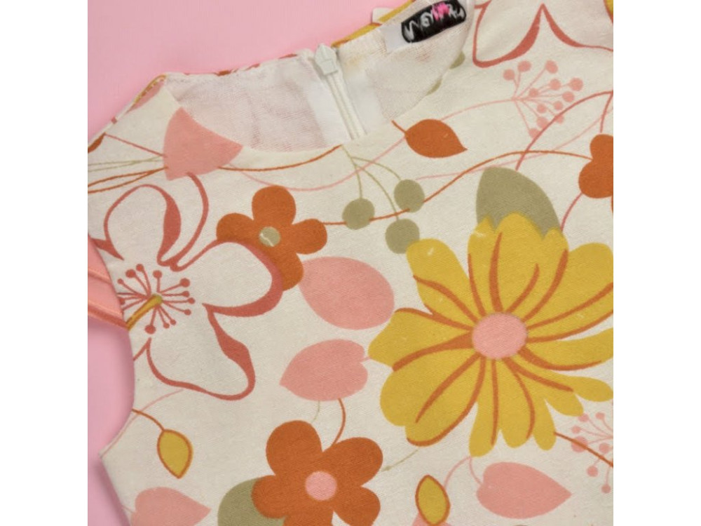 Nagy virág mintás pink ujjatlan nyári ruha (Méret: 110) 