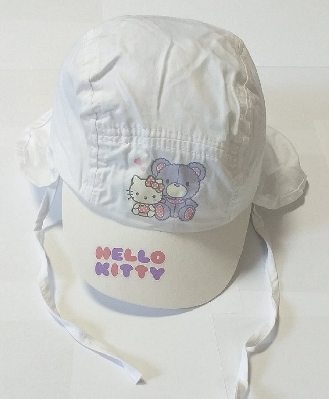 Hello Kitty baba/gyerek kendős sapka, fehér, 50 cm, Kitty & Bear