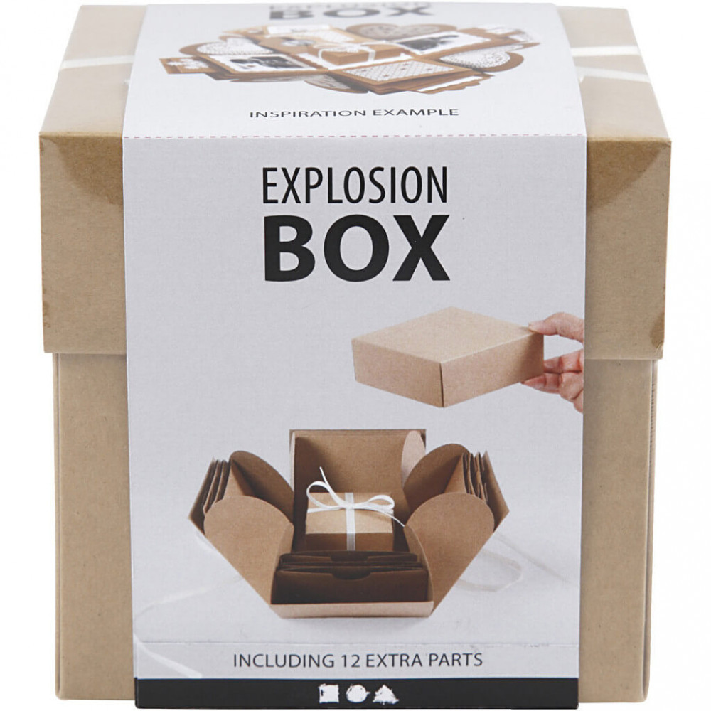Meglepetés ajándékdoboz (explosion box), 7x7x7 cm + 12x12x12 cm, barna