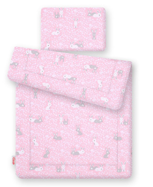 BabyLion Prémium 2 részes ágyneműszett (75x100) - Rózsaszín nyuszik